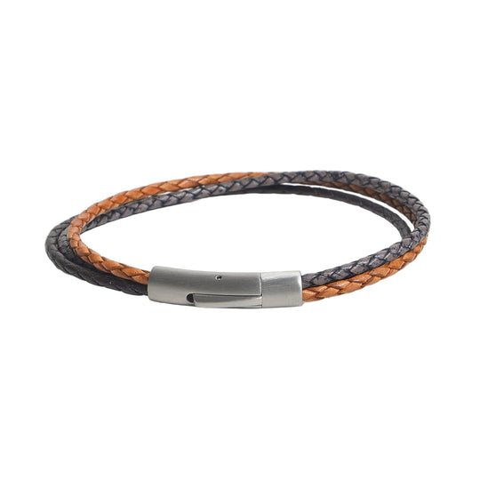Men's Leather Bracelet-Honed Hitch Braid Bolo 3x3