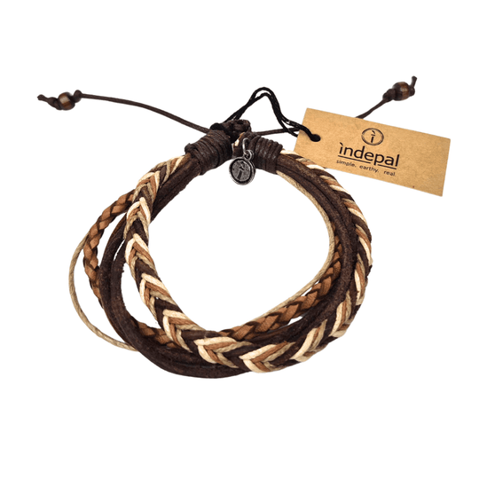 Mens Leather Bracelet-Chevron Trio