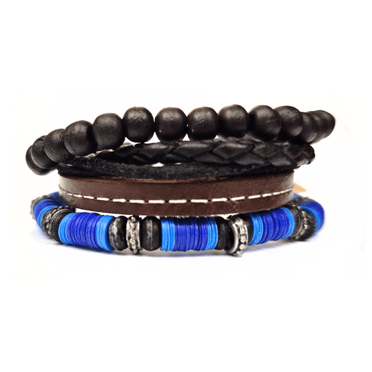 Mens Leather Bracelet-Ink Trio