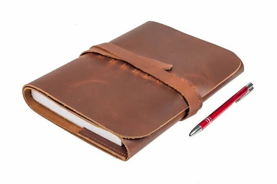 Leather Journal in Brown - Desk view Journals - A5 journal-artist-journal indepal-leather.myshopify.com