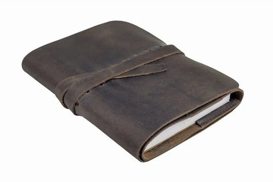 Leather Journal in Charcoal - Close view Journals - A5 journal-artist-journal indepal-leather.myshopify.com