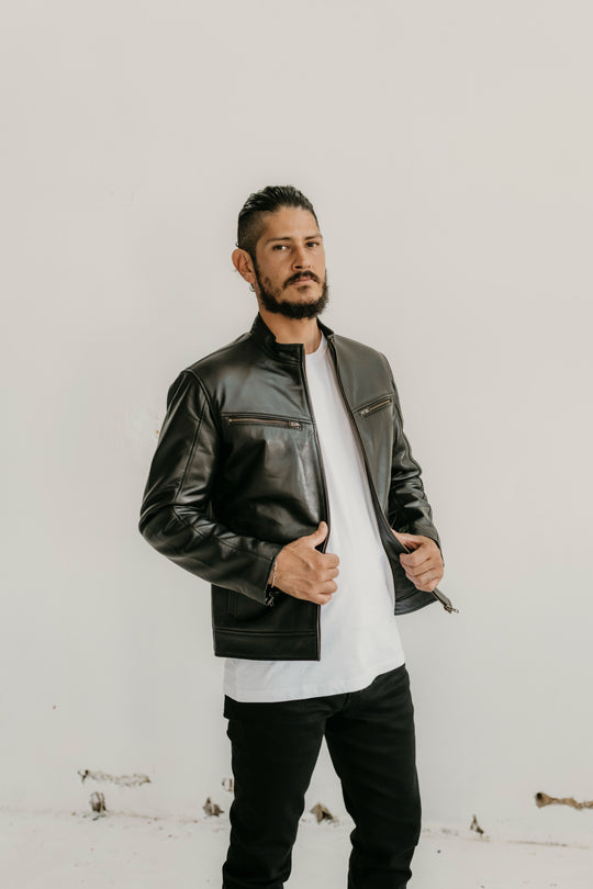 Ollie Leather Jacket - Black - Add any belt for FREE