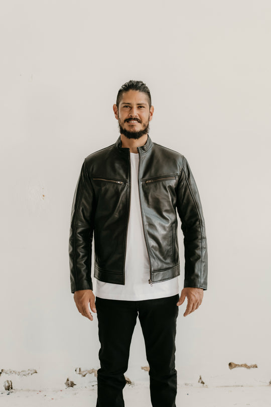 Ollie Leather Jacket - Black - Add any belt for FREE