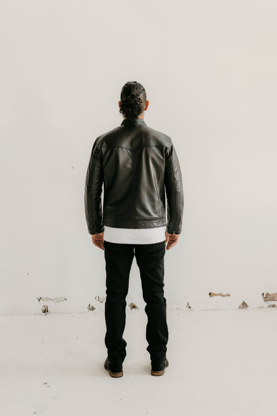 Ollie Leather Jacket - Black - Add any belt for FREE