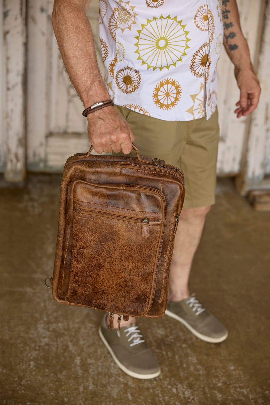Mens Leather Combination Bag - Arno