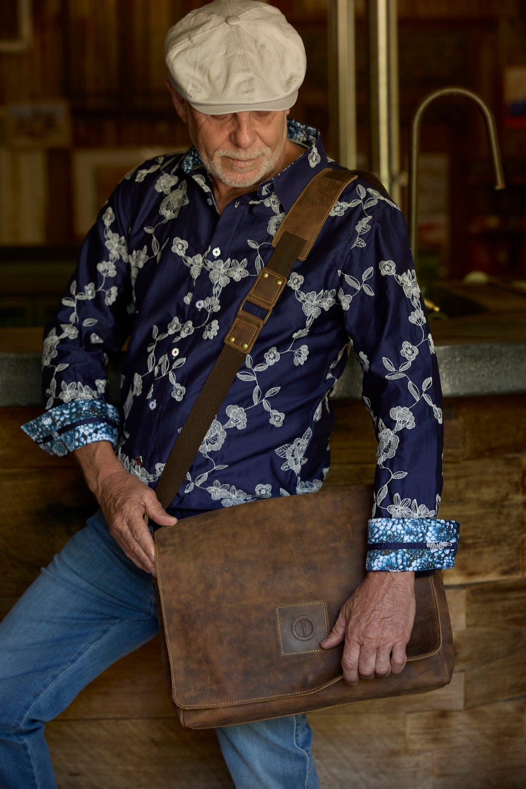 Leather Messenger Bag for Men - Soldier - 13