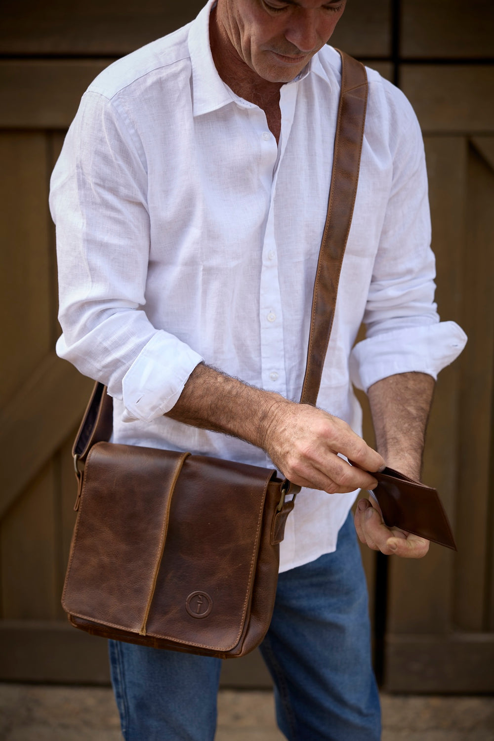 Leather Messenger Bag - Wanderer - Small