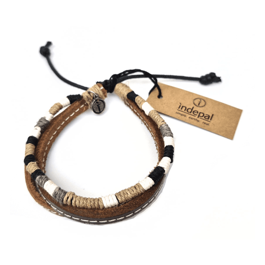 Mens Leather Bracelet-Strand Trio