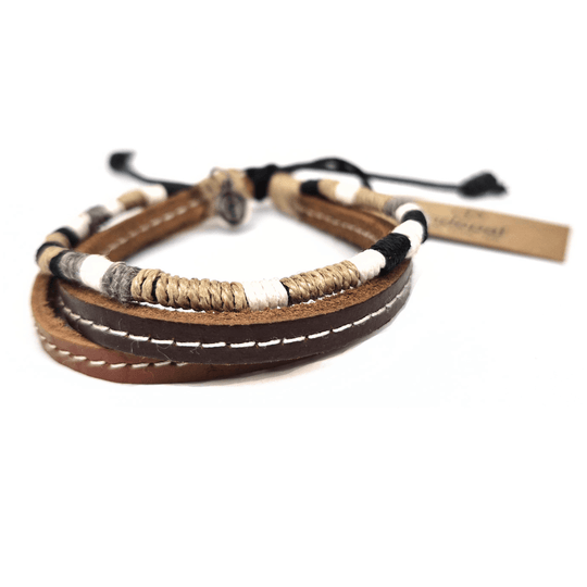 Mens Leather Bracelet-Strand Trio