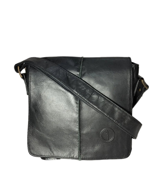 Wanderer Regular Milled Black men's leather messenger bag online Bags - Small the-wanderer-regular indepal-leather.myshopify.com