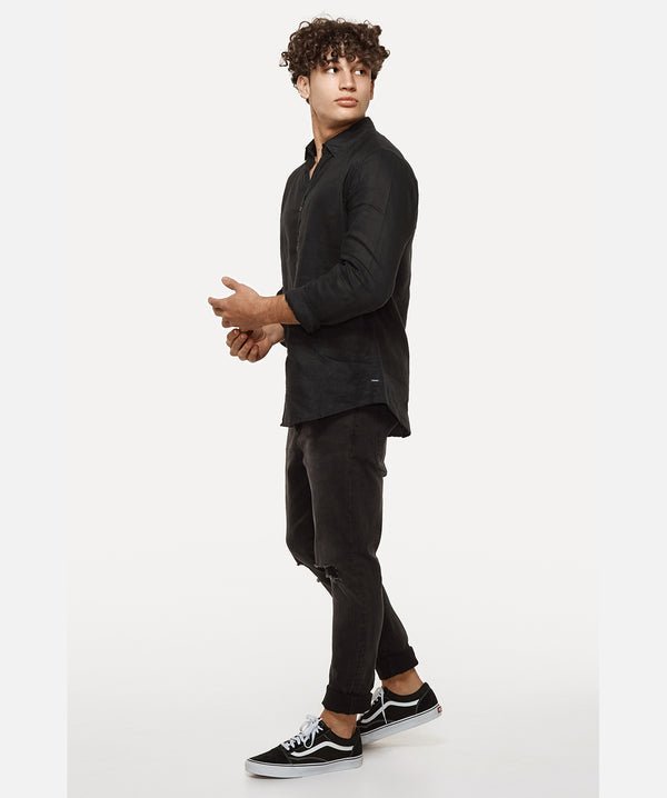 Industrie Tennyson - L/S Black Shirt Shirts - Long Sleeve industrie-tennyson-l-s-black indepal-leather.myshopify.com