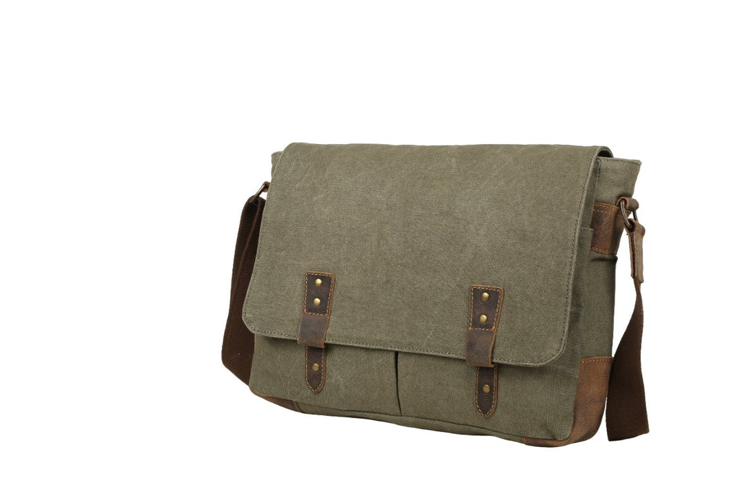 Trooper Canvas Messenger - 13 laptop bag for men Canvas Range trooper-canvas-messenger indepal-leather.myshopify.com