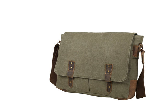 Trooper Canvas Messenger - 13 laptop bag for men Canvas Range trooper-canvas-messenger indepal-leather.myshopify.com