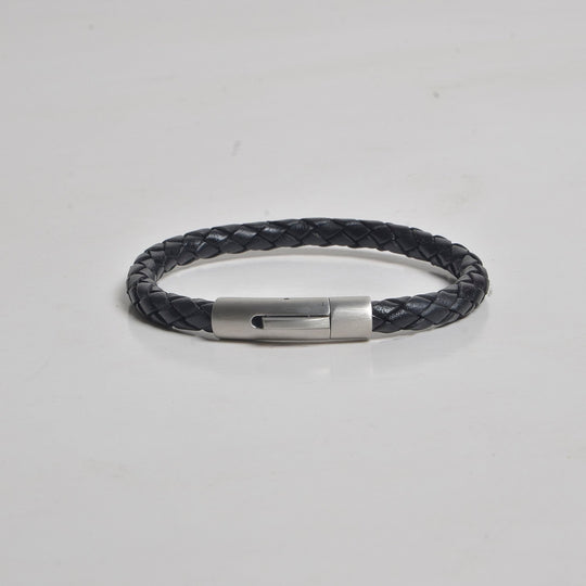 Men's Leather Bracelet-Honed Hitch Braid Bolo 6mm…
