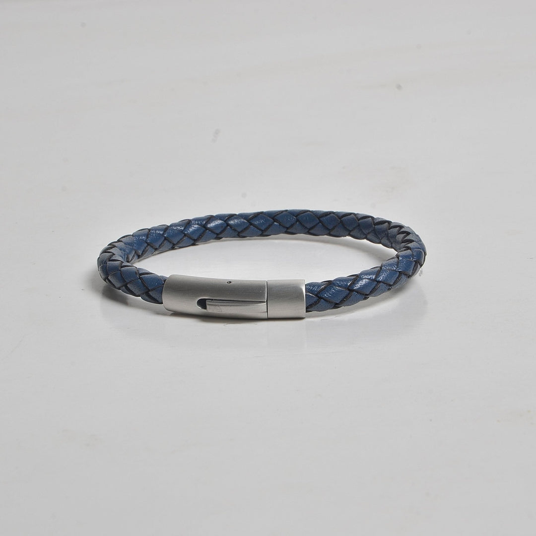 Men's Leather Bracelet-Honed Hitch Braid Bolo 6mm…