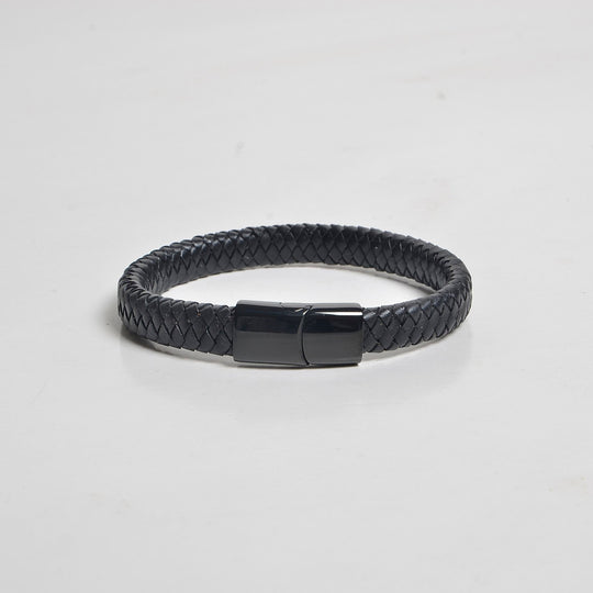 Men's Leather Bracelet-Slide Hitch Braid Bolo 10mm…