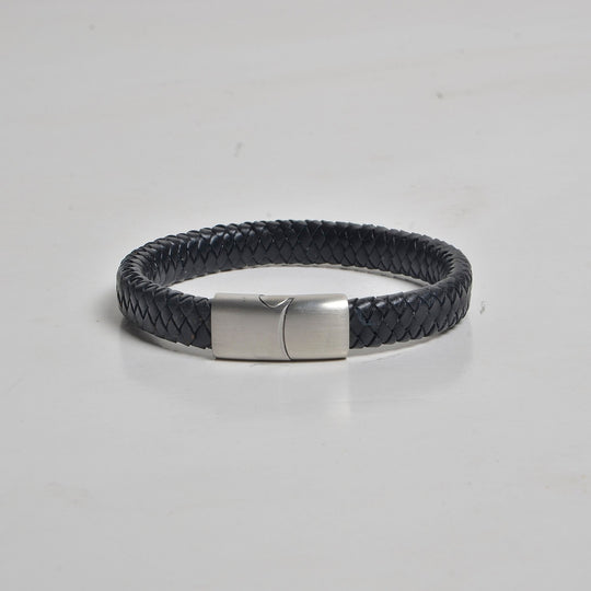 Men's Leather Bracelet-Slide Hitch Braid Bolo 10mm…