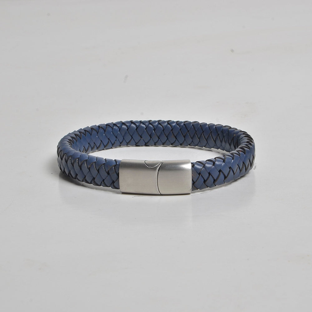 Men's Leather Bracelet-Slide Hitch Braid Bolo 10mm…