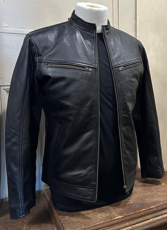 Ollie|Mens Leather Jacket |Black Side View