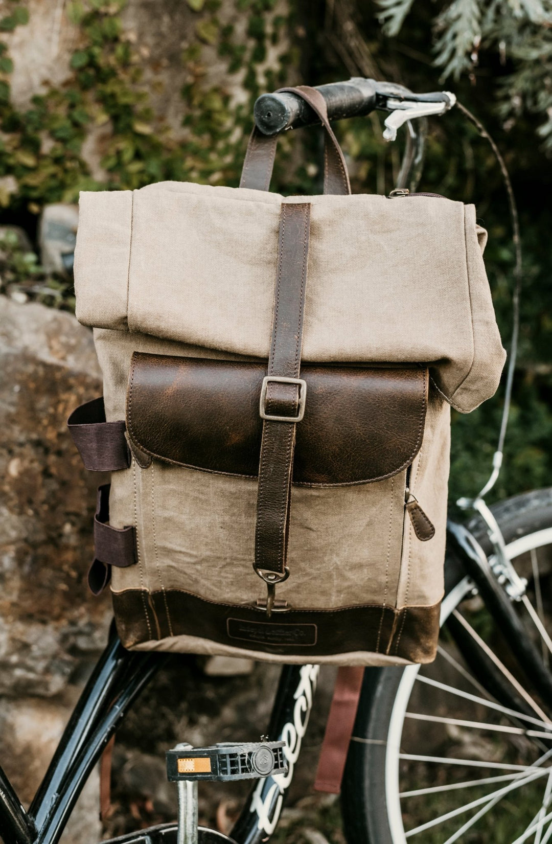 Mens Canvas Backpack - Trooper - Rolltop - Khaki