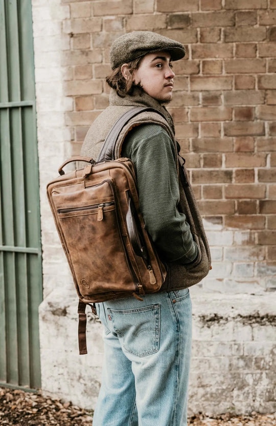 Mens Leather Combination Bag - Arno Full View Bags - Satchel - Messenger arno indepal-leather.myshopify.com
