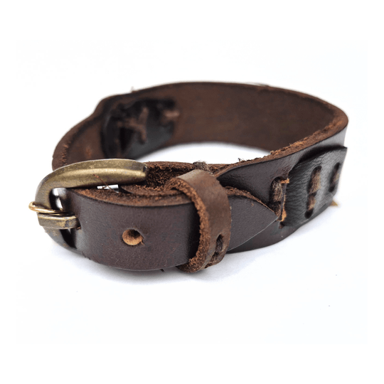 Mens Leather Bracelet-Buckle