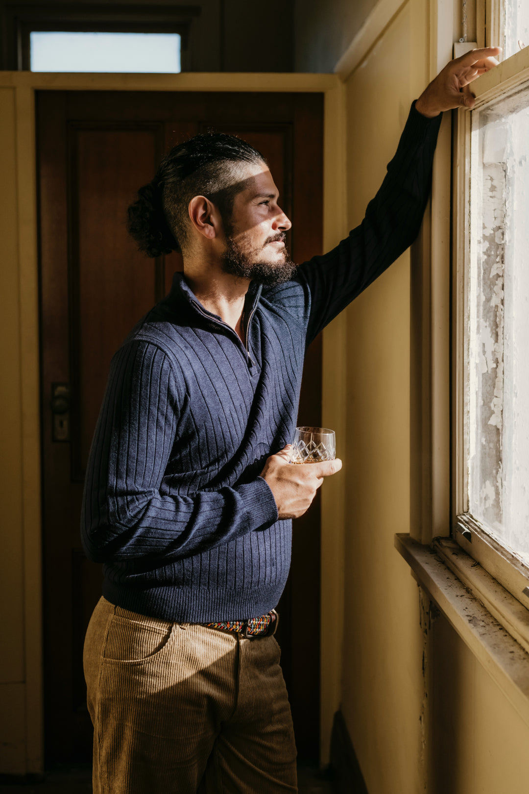 1/4 Zip Ribbed Jumper - Navy
