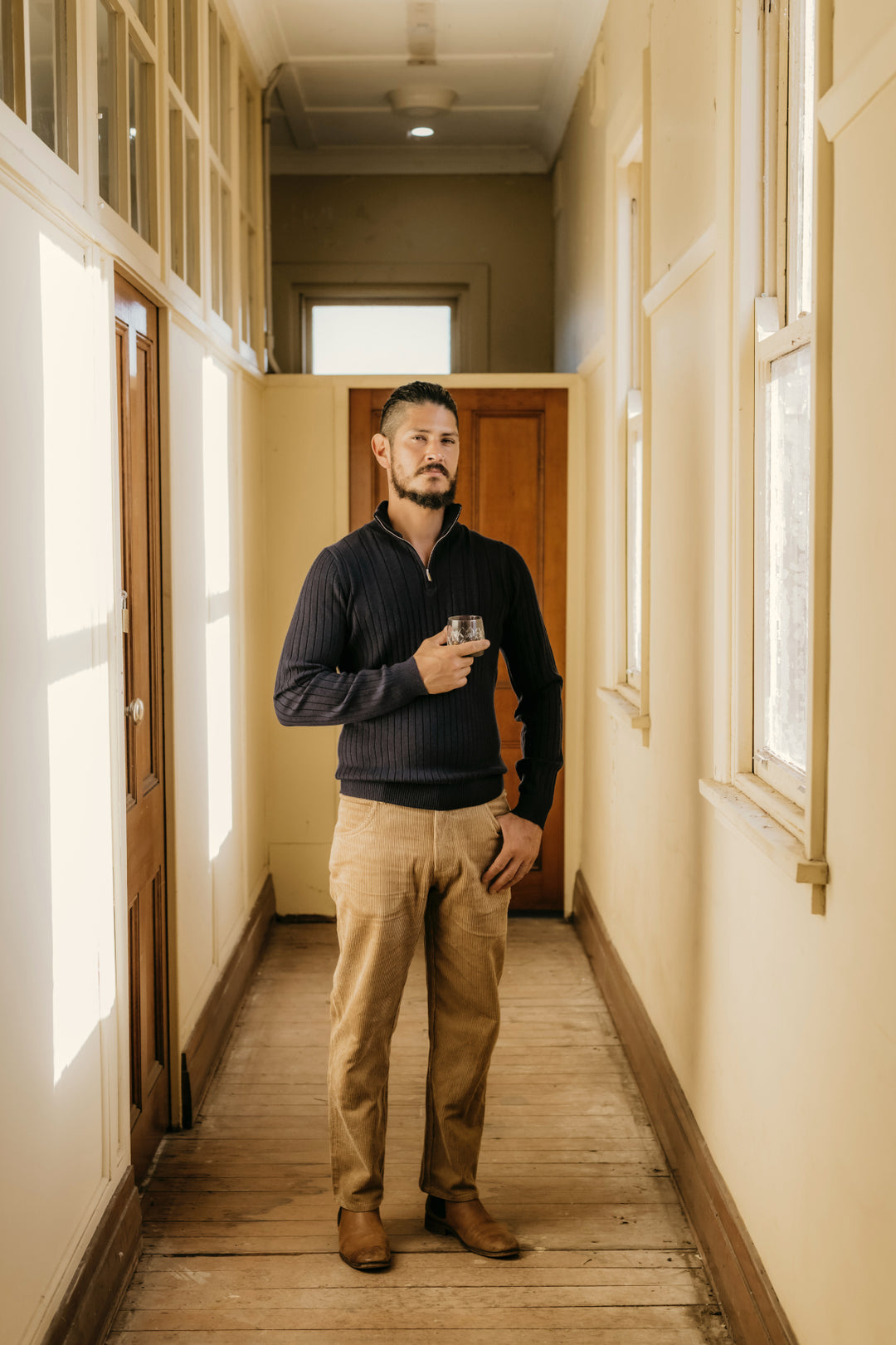 1/4 Zip Ribbed Jumper - Navy