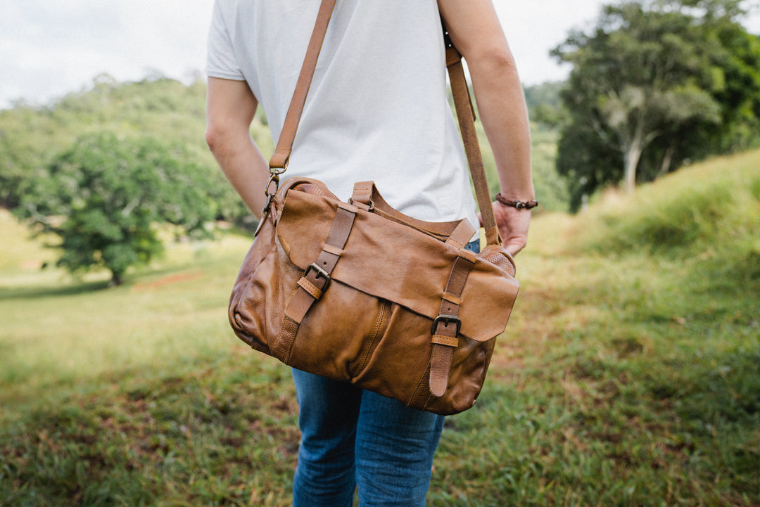 Leather Mens Satchel Bag - Chadwick Satchel - Full View