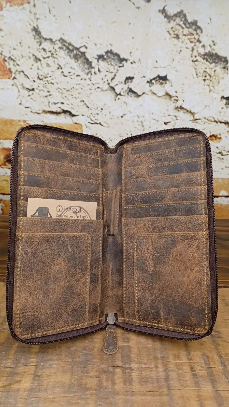 Zipped Travel leather Wallet Wallets travel-wallet indepal-leather.myshopify.com