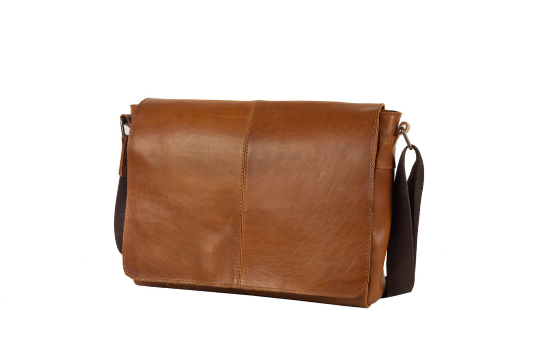 Leather Messenger Bag for Men - Lincoln Antique Tan v7