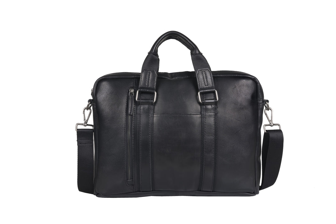 Leather Satchel Bag for Men - Antique Black - v3