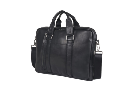 Leather Satchel Bag for Men - Antique Black - v2