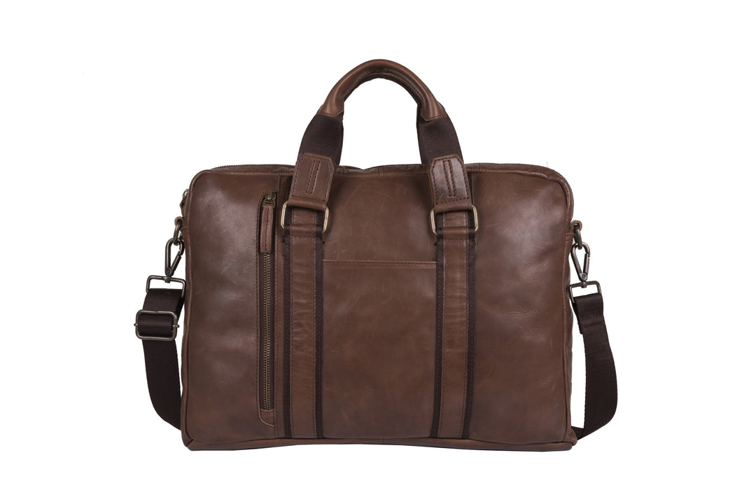 Leather Satchel Bag for Men - Antique Brown - v3