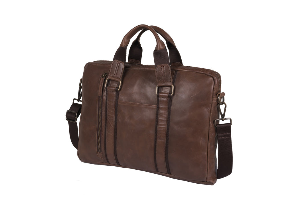 Leather Satchel Bag for Men - Antique Brown - v2