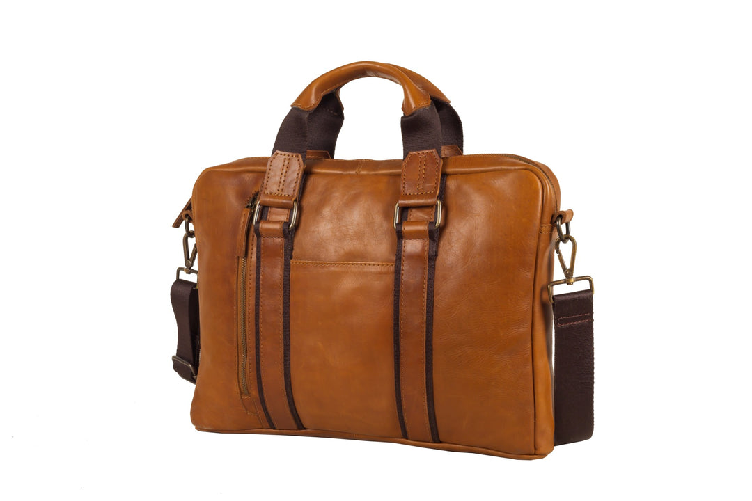 Leather Satchel Bag for Men - Antique Tan - v2