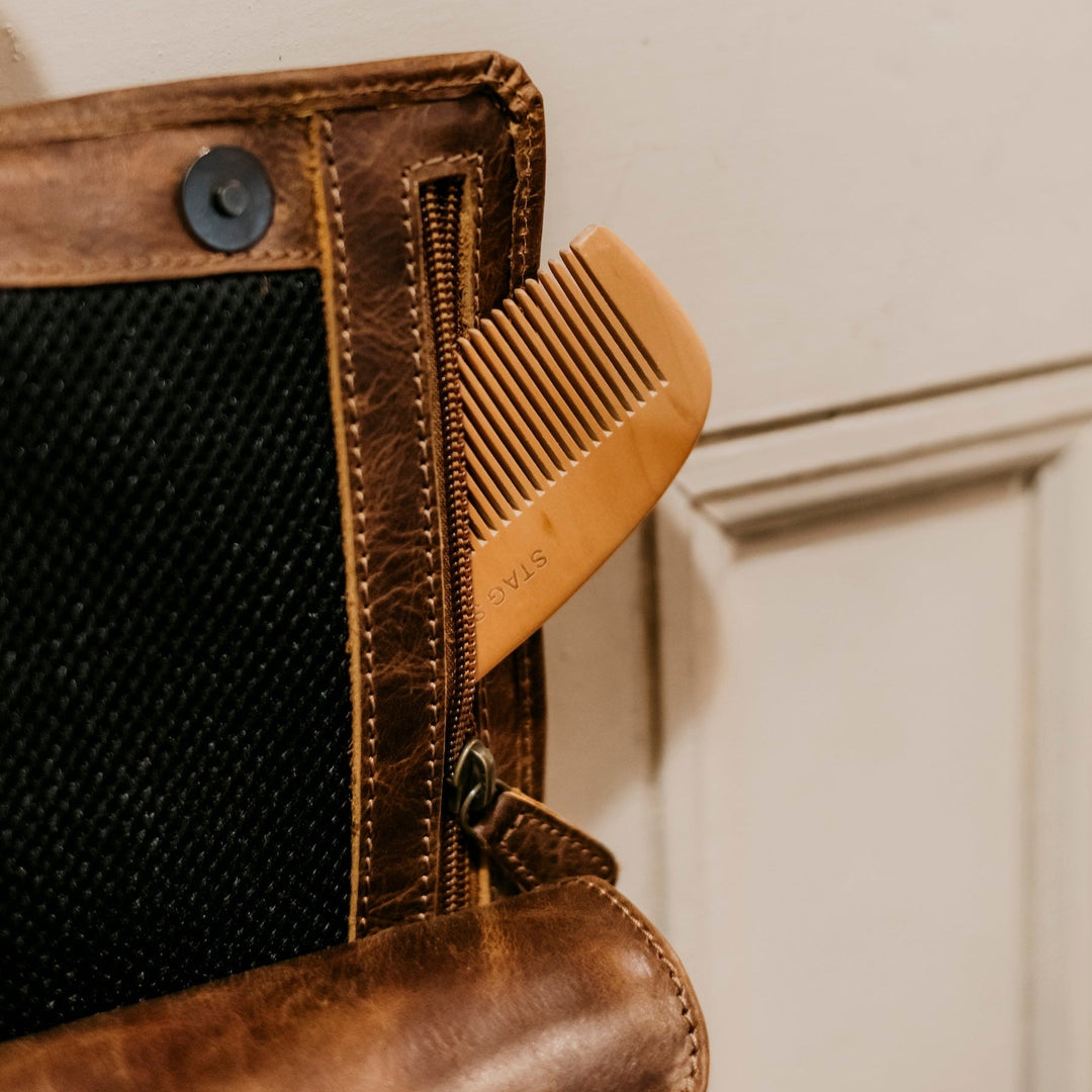 Mens Leather Hanging Toiletry Bag - Rockliff…