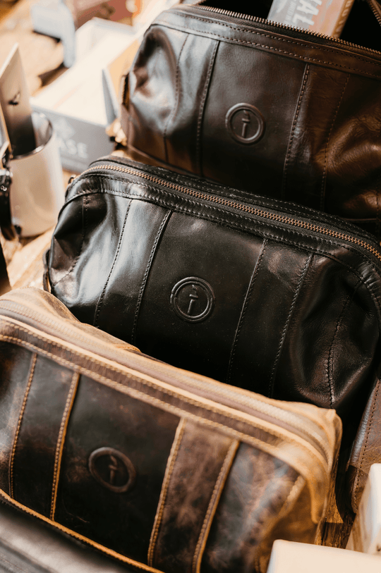 Mens Leather Toiletry Bag - Watson