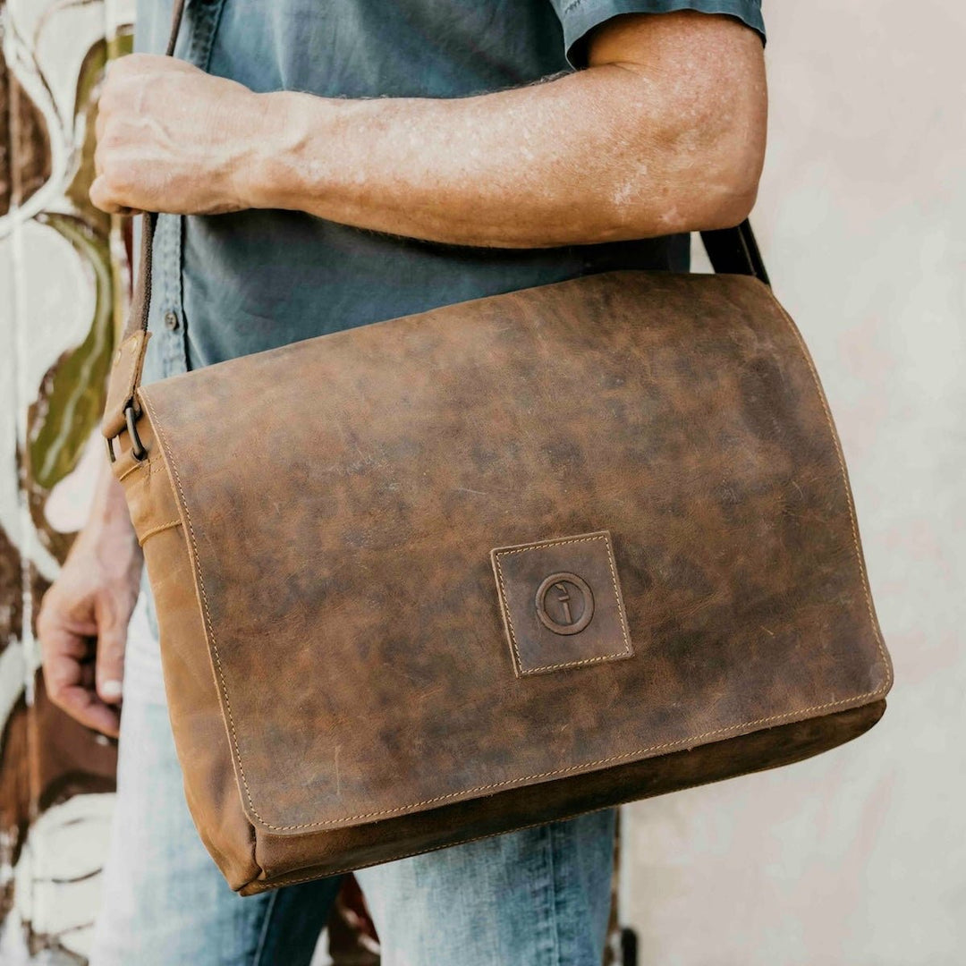 Leather Messenger Bag for Men - Soldier - 15…