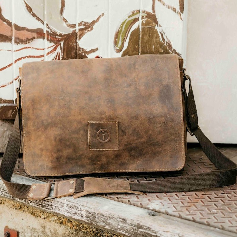 Leather Messenger Bag for Men - Soldier - 15…