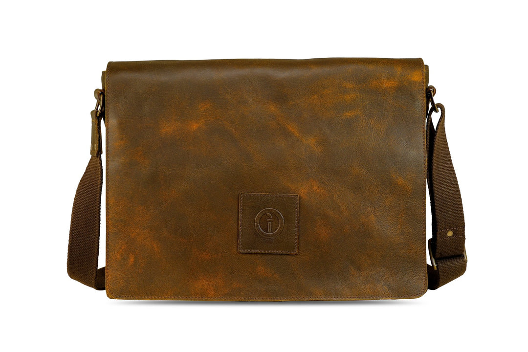 Leather Messenger Bag for Men - Soldier - 15