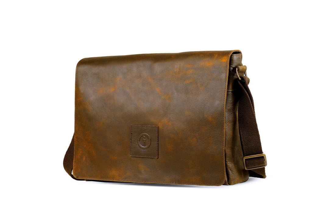 Leather Messenger Bag for Men - Soldier - 15