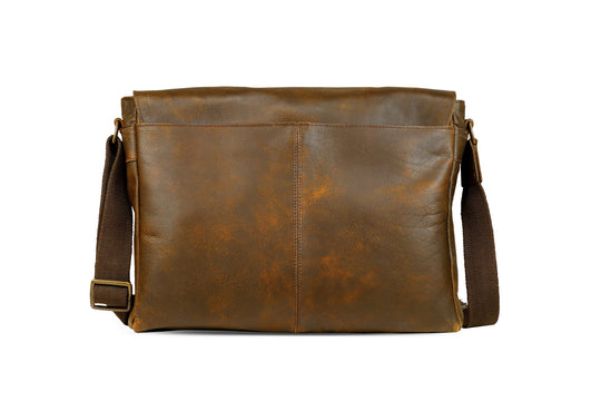 Leather Messenger Bag for Men - Soldier - 15