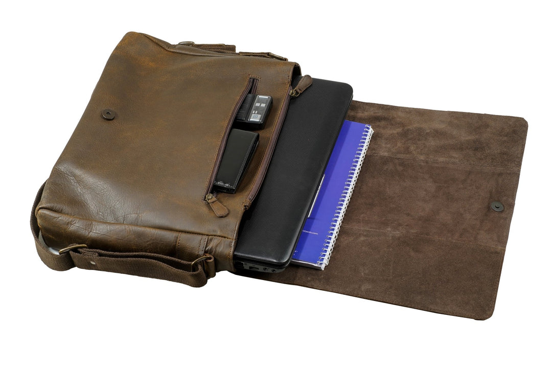 Leather Messenger Bag for Men - Soldier - 15