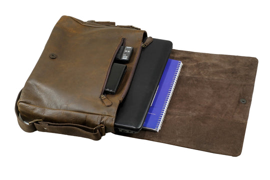 Leather Messenger Bag for Men - Soldier - 15