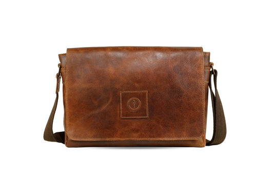 Leather Messenger Bag for Men - Soldier - 15