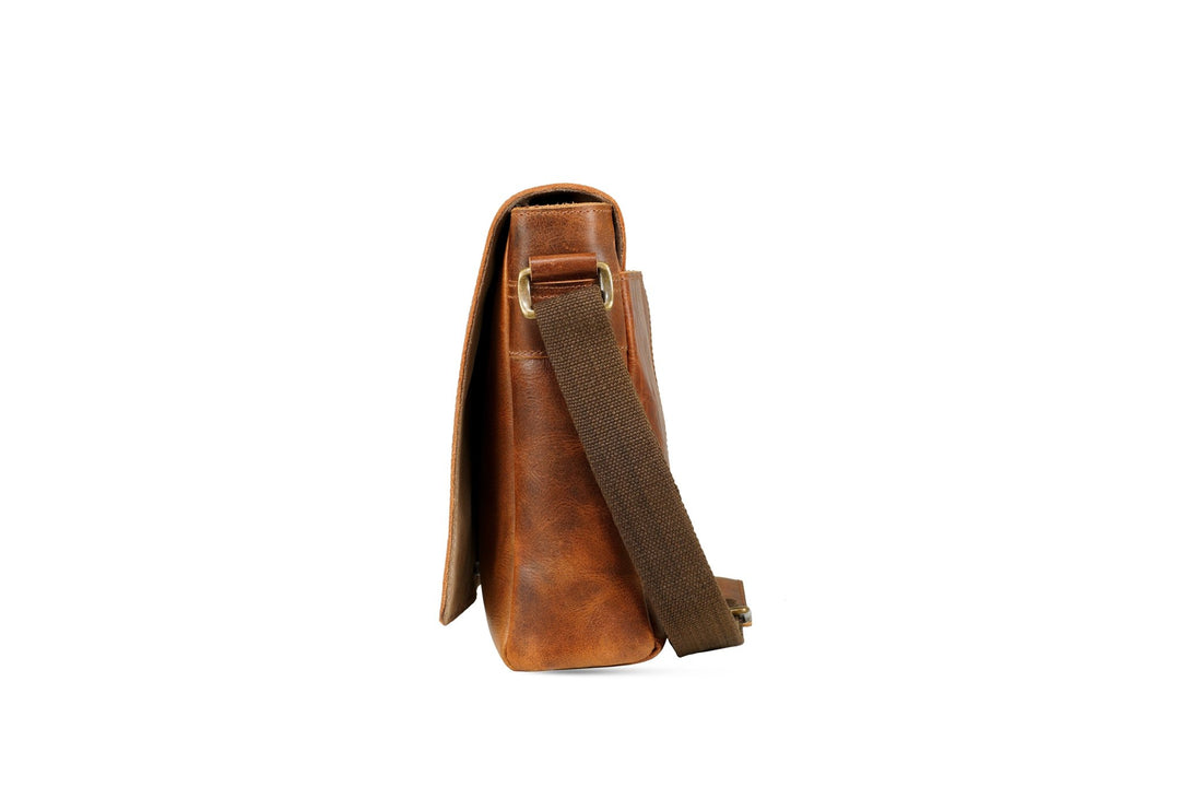 Leather Messenger Bag for Men - Soldier - 15