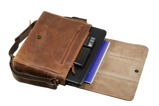 Leather Messenger Bag for Men - Soldier - 15