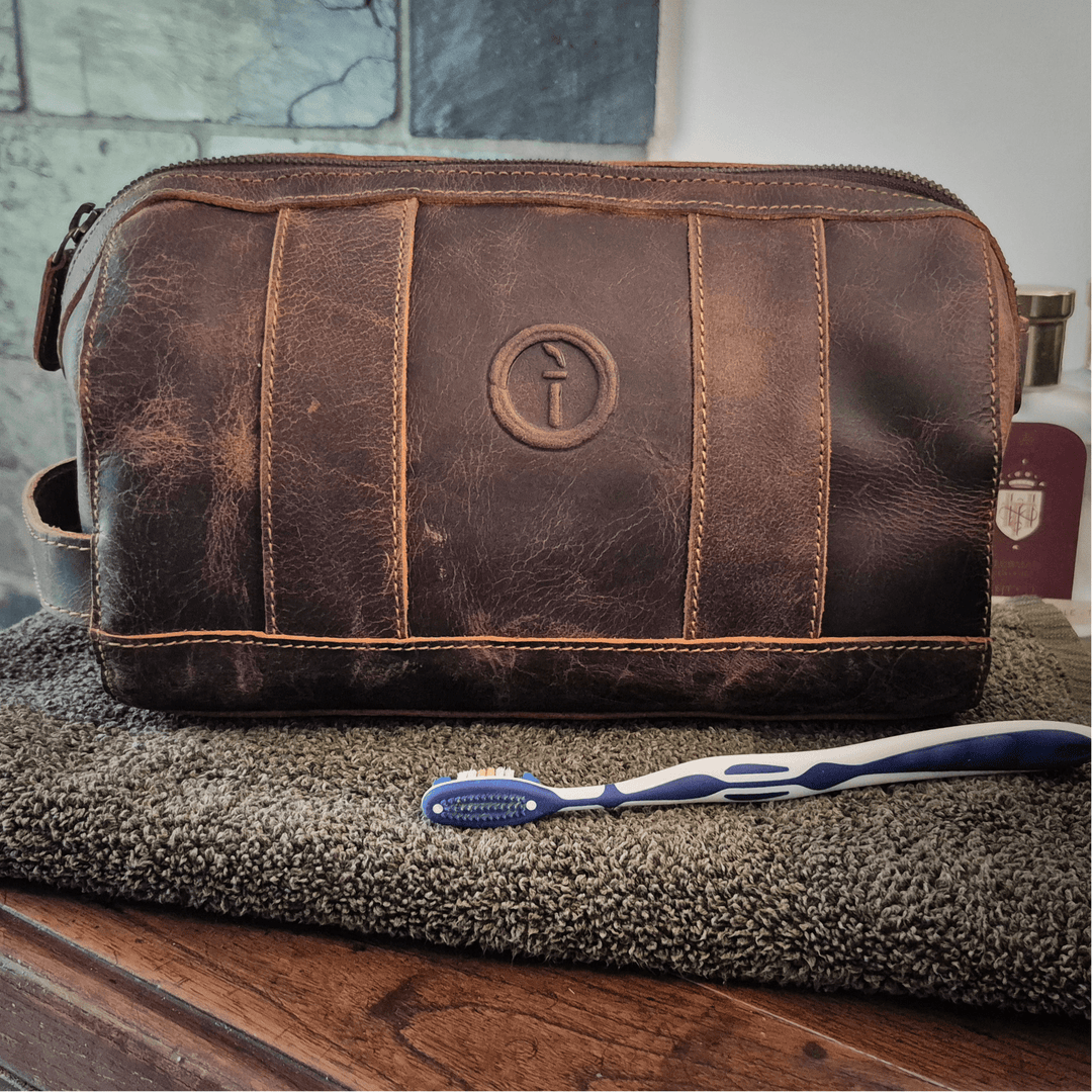 Mens Leather Toiletry Bag - Watson…