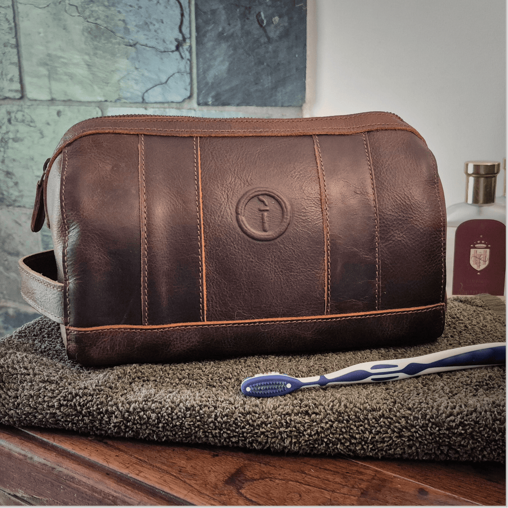 Mens Leather Toiletry Bag - Watson